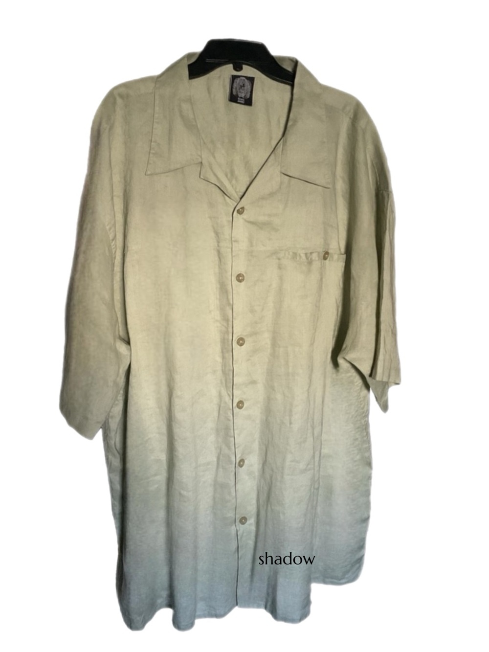 EMPRA Nama Sport Men's 5XL 100% Linen Pure Button Up Short Sleeve Sage Green